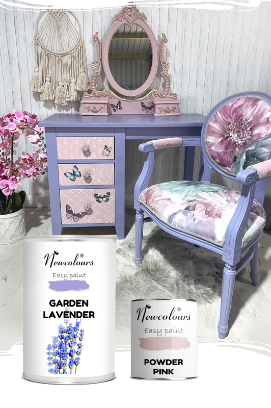 Paint for furniture in Ireland and UK – Newcolours Upcycling Paint with excellent coverage and smooth finish.