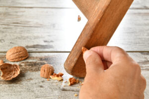 Scratches and veneer damage are common issues when restoring furniture.